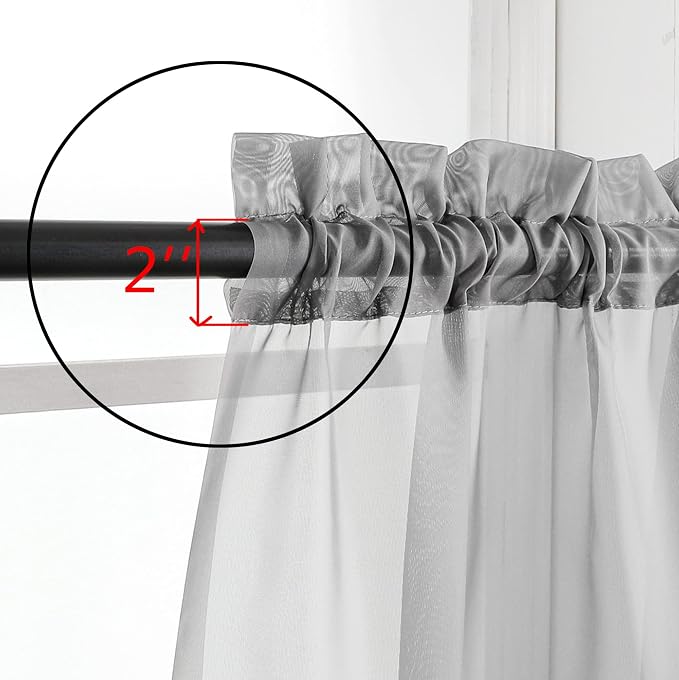 Aiyufeng 2 Pack: Basic Grey Sheer Curtain Drapes - Image 5
