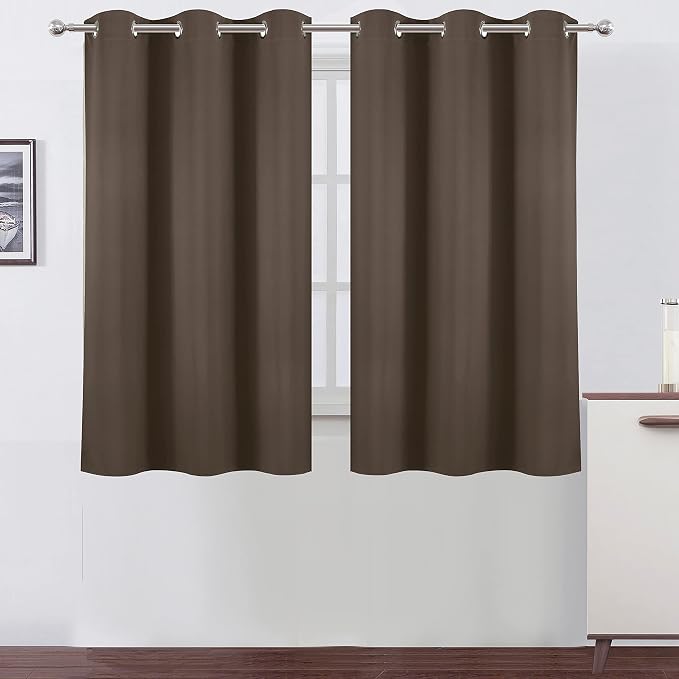 LEMOMO Chocolate Brown Blackout Curtains 38 x 54 Inch Length/Set of 2 Curtain by Lemomo