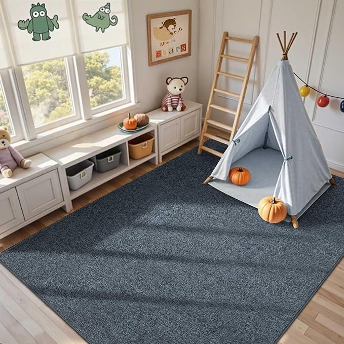 FinRèc 4x6 Washable Area Rugs for Bedroom Living Room, Low Pile Thin Rug Solid - Image 5