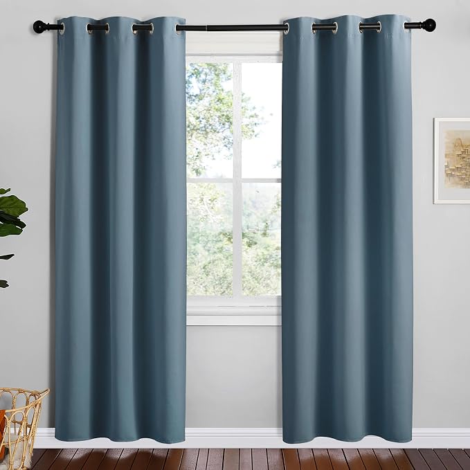 NICETOWN Smoky Blue Blackout Curtains 78 inches Length by NICETOWN