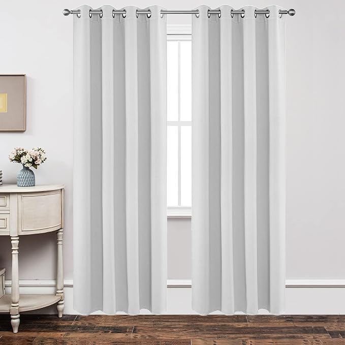 Joydeco White Curtains 84 Inches Long 2 Panels Set, Thermal Insulated Long by JOYDECO