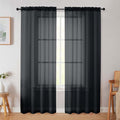 Black Sheer Curtain for Bedroom Living Room 72 Inches Long 2 Panels Set by WelvetBLK