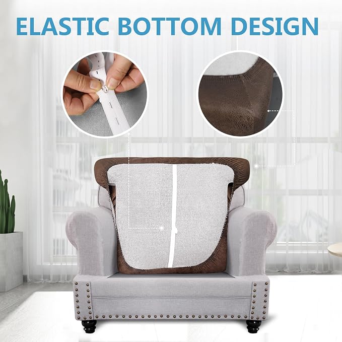Leather Look Couch Cushion Covers Sofa Seat Slipcovers Sets Couches Furniture - Image 4