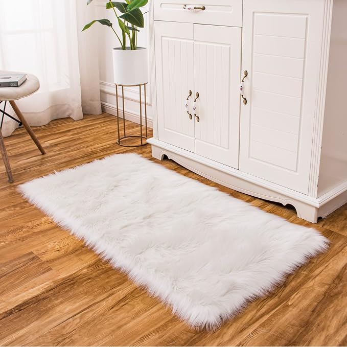 EasyJoy Ultra Soft Fluffy Shaggy Area Rug Faux Fur Rug Chair Cover Seat Pad - Image 4