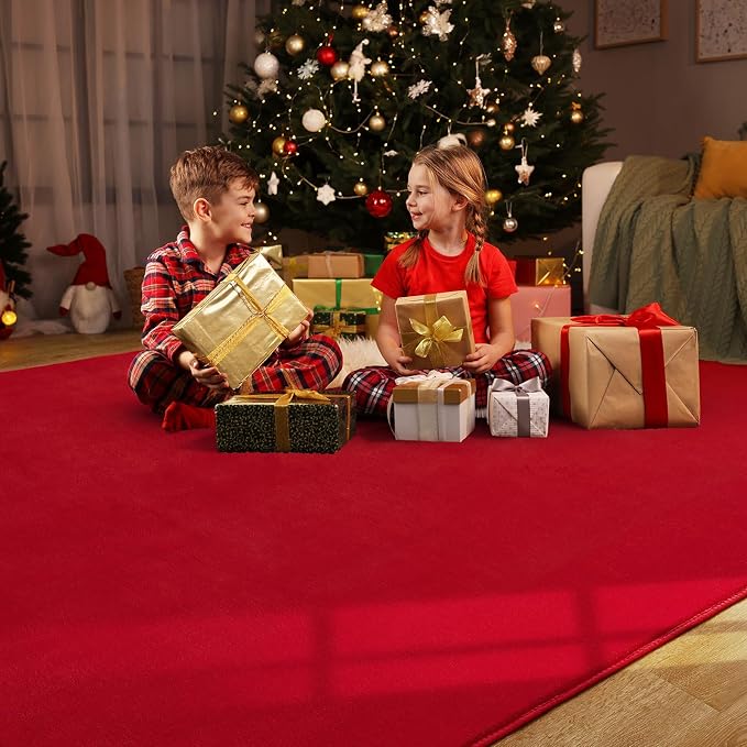Amearea Modern Area Rugs for Bedroom Living Room, 4x6 Feet Red Thickened Memory - Image 8