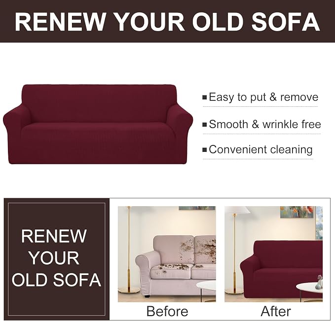 U-NICE HOME 4 Seater Stretch Couch Cover Sofa Cover Washable Sofa Slipcover - Image 5