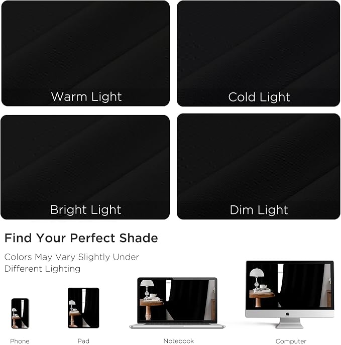 CUCRAF Black Blackout Curtains 54 inch Length 2 Panels Set, Rod Pocket Room - Image 4