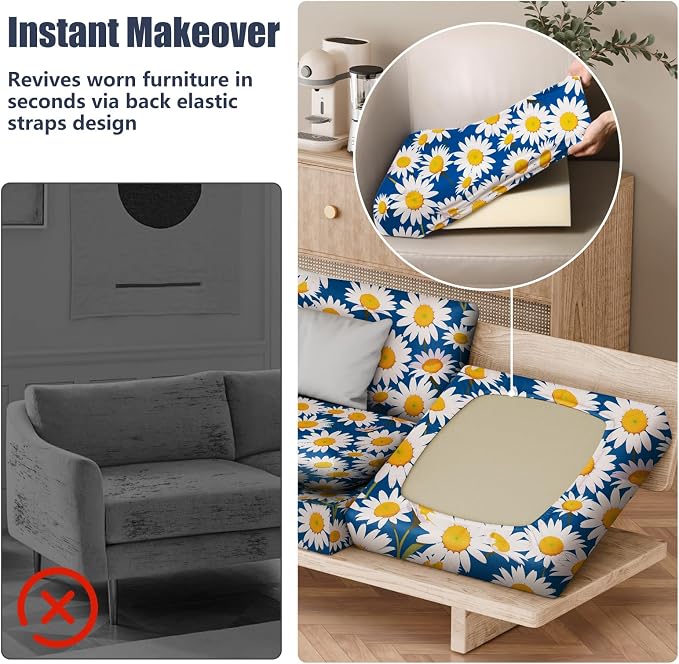 8Pcs Stretch Patio Cushion Covers, Outdoor Couch & Sofa Replacement Slipcovers - Image 5