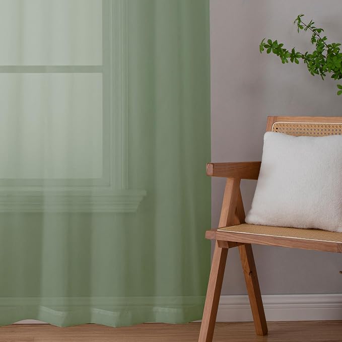 OWENIE Short Sheer Curtains 30 Inches 2 Panels Set, Kitchen Tiers Light by OWENIE