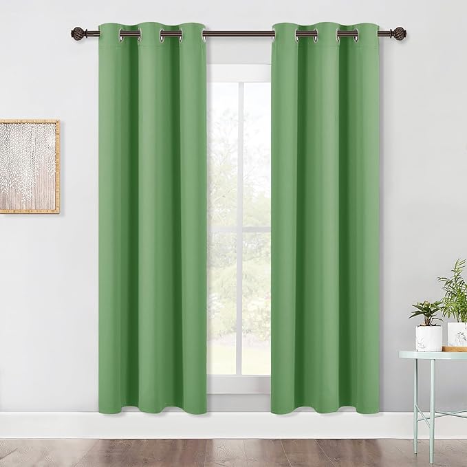 NICETOWN Blackout Window Curtains 70" L, 2 Panels, 34 inch, Forest Green by NICETOWN
