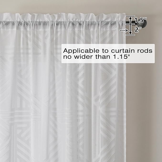 Simplebrand Sheer White Curtains 72 Inch Length 2 Panels - Image 4