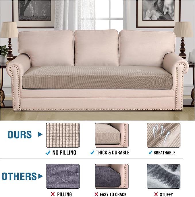 H.VERSAILTEX Super Stretch Individual Seat Cushion Covers Sofa Covers Couch - Image 2