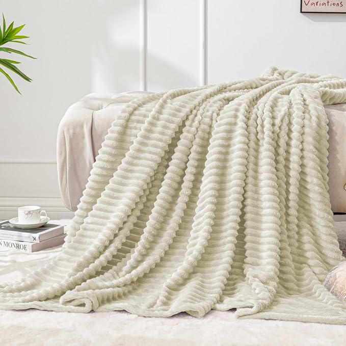 BEDELITE Fleece Throw Blanket for Couch – 3D Ribbed Jacquard Soft and Warm by BEDELITE