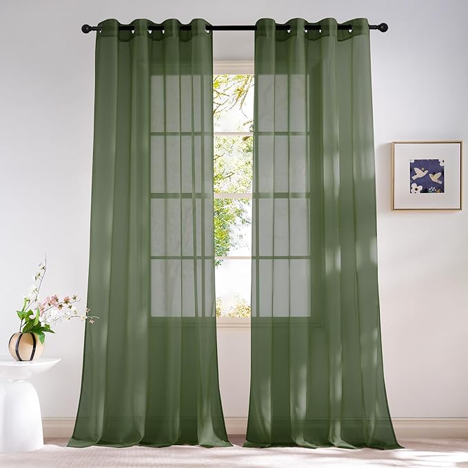 NICETOWN Voile Sheer Forest Green Curtains by NICETOWN