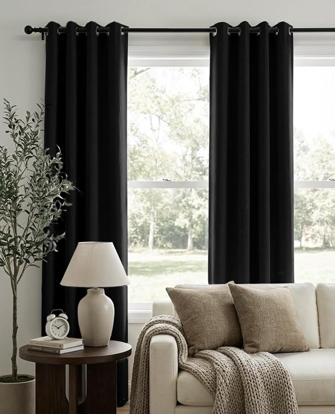 100% Blackout Shield Linen Blackout Curtains - Image 2