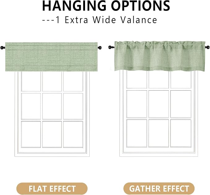 OVZME Valance for Windows, Light Filtering Faux Linen Textured Small Short - Image 3