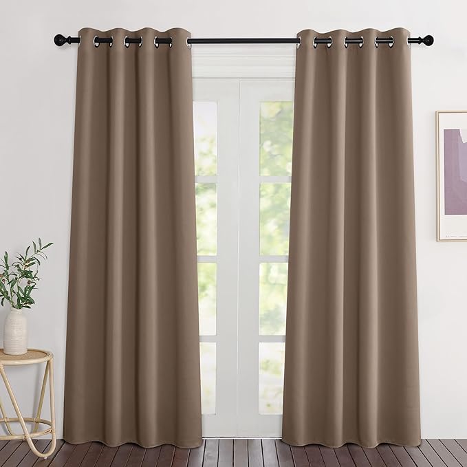 NICETOWN Blackout Cappuccino Curtains 84 inches Long, Grommet Room Darkening by NICETOWN