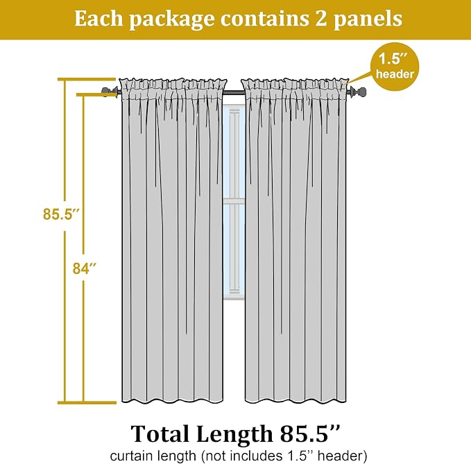 OWENIE Sheer Curtains 84 inch Length, Ivory Sheer Cutains 2 Panels Set - Image 4