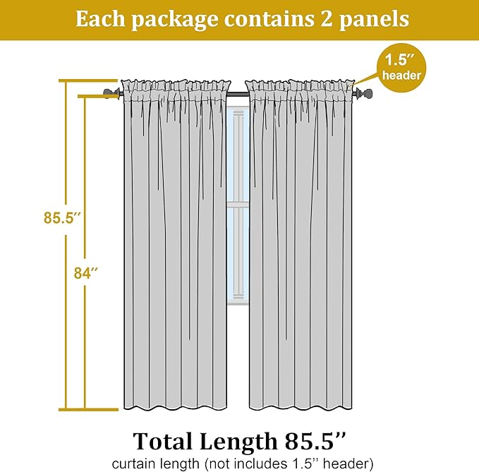 Sheer Curtains 84 inches Long 2 Panels Set - Image 8