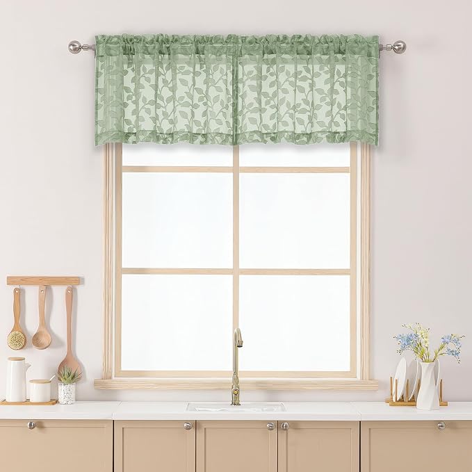Chyhomenyc Sage Green Sheer Valances by Chyhomenyc