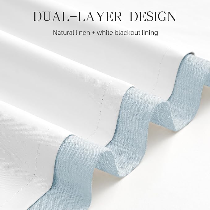AUSSPVOCT Pinch Pleated 90 Inch Linen Curtains 100% Blackout - Image 5