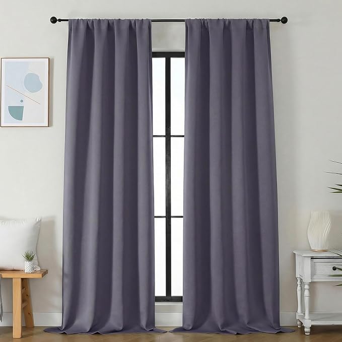 Simplebrand Ava Greyish Purple Blackout Curtains by Simplebrand