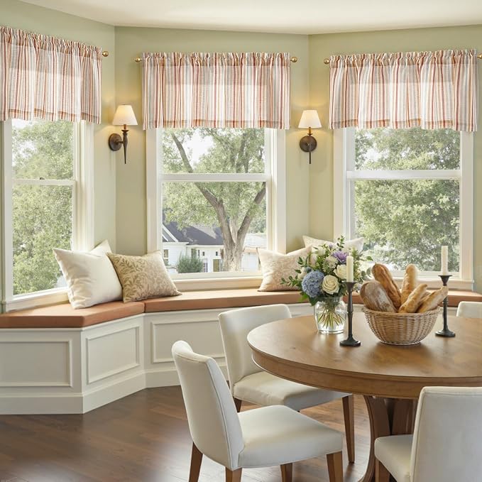 jinchan Valance Curtain Linen Textured Striped Window Curtain - Image 4