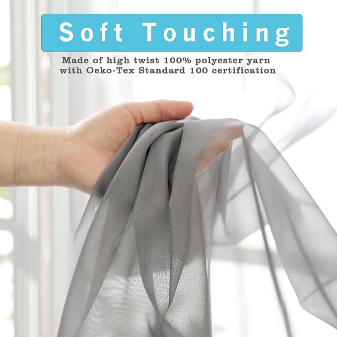 OVZME Grey Sheer Curtains - Image 3
