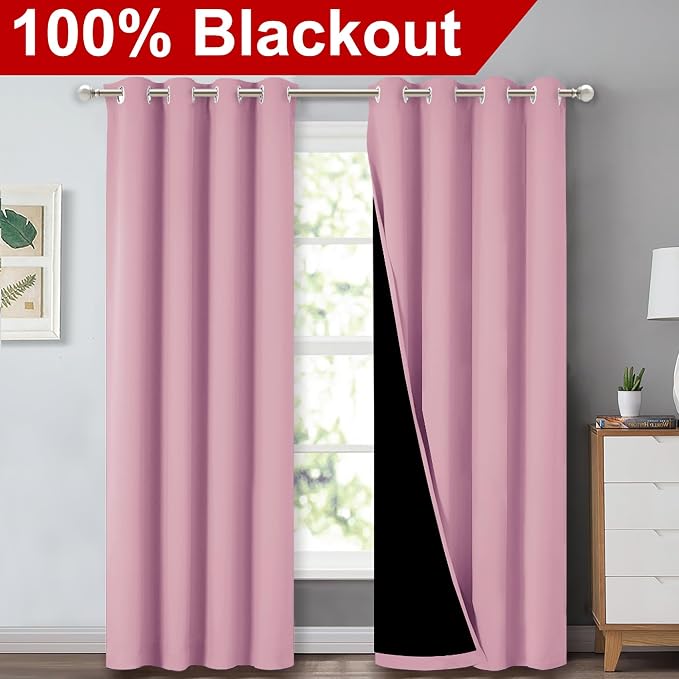 NICETOWN Full Shading Curtains 90" Long 2 Panels Set - Image 2