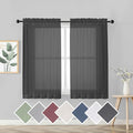 OVZME 45 Inches Length Black Sheer Curtains by OVZME