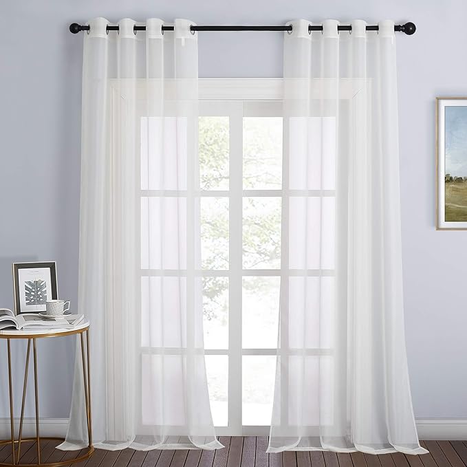 NICETOWN Living Room Window Curtains Sheer Textured Extra 108" Long, Grommet by NICETOWN