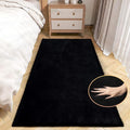 ORINOVA Black Fluffy Rug for Bedroom Shag Rug Washable Carpet Faux Rabbit Fur by ORINOVA