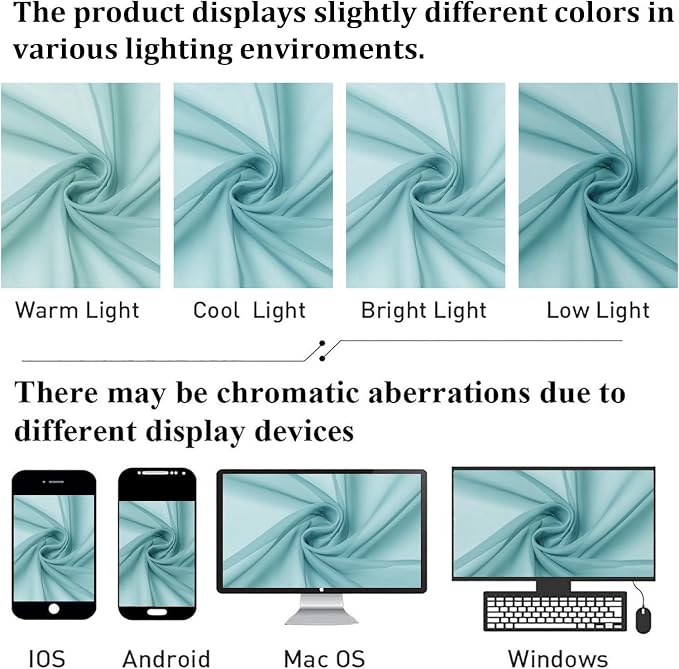 Lecloud Aqua Sheer Curtains for Living Room 72 Inches Long 2 Panels, Dual Rod - Image 4
