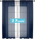 OVZME Navy Blue Sheer Curtains 2 Panel Sets 84" Inch Length by OVZME