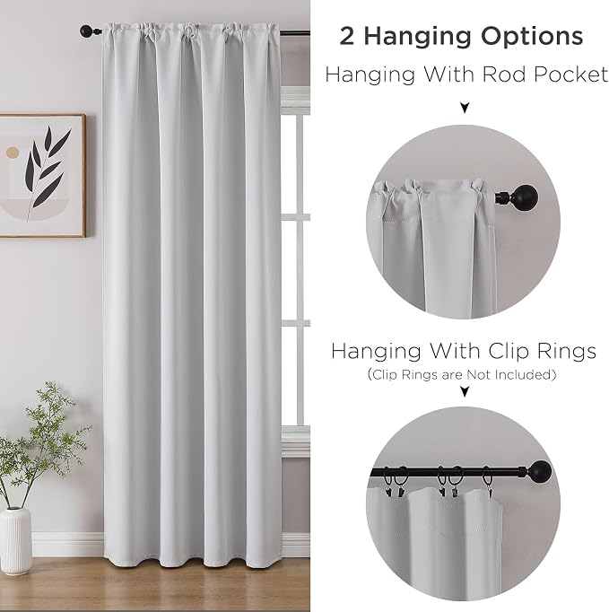 CUCRAF Grayish White Blackout Curtains 84 inch Length 2 Panels Set, Rod Pocket - Image 3