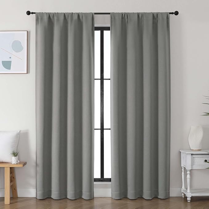 Simplebrand Ava Light Grey Blackout Curtains by Simplebrand