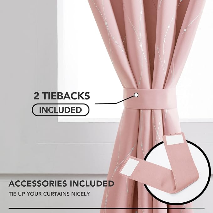 Deconovo Pink Curtains, Thermal Insulated Soundproof Curtain, 52 x 72 Inch Long - Image 4