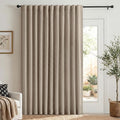 Linen Textured Blackout Sliding Door Curtains 108 Inch Long Burlywood Birch | by 100BlackoutShield