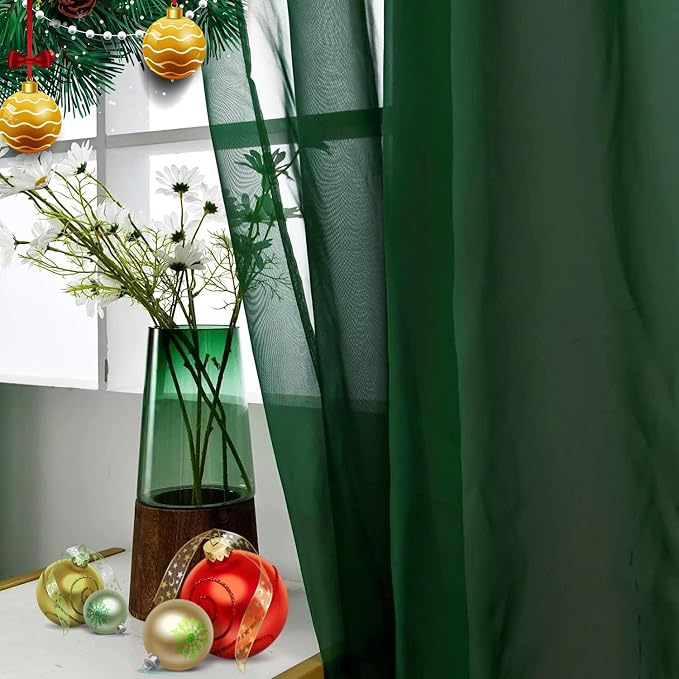 SpaceDresser Basic Rod Pocket Sheer Voile Window Curtain Panels White 1 Pair 2 - Image 2