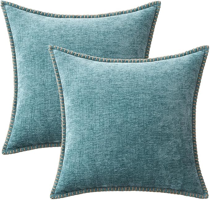 MIULEE Pack of 2 Couch Throw Pillow Covers 16x16 Inch Smoke Blue Farmhouse - Image 6