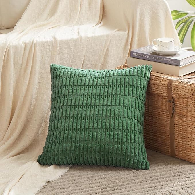 Fancy Homi 4 Packs Green Decorative Throw Pillow Covers 18x18 Inch - Image 2
