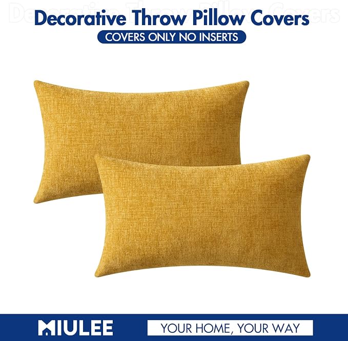 MIULEE Pack of 2 Mustard Yellow Throw Pillow Covers 12x20 Inch Soft Spring - Image 6