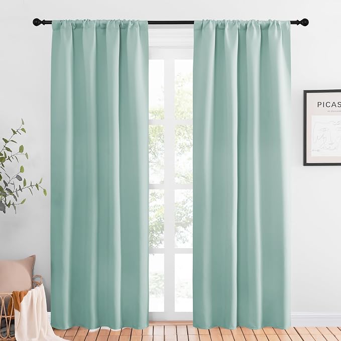 NICETOWN Blackout Curtains for Living Curtains, Aqua Blue, 2 Panels, 42 by 84 by NICETOWN
