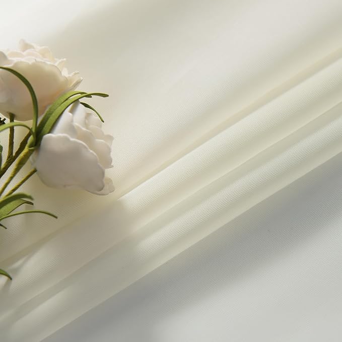 SpaceDresser Basic Rod Pocket Sheer Voile Window Curtain Panels Ivory 1 Pair 2 - Image 6