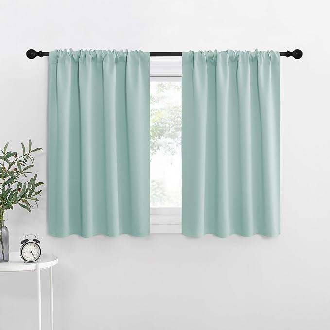 NICETOWN Kitchen Curtains, Aqua Blue, Short Blackout Curtains & Drapes by NICETOWN