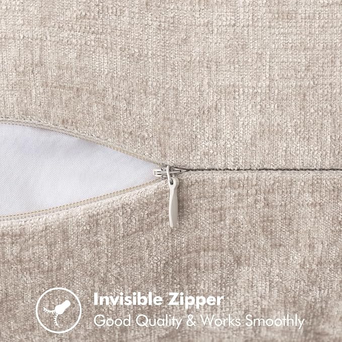 MIULEE Pack of 2 Couch Throw Pillow Covers 18x18 Inch Natural Beige Farmhouse - Image 3