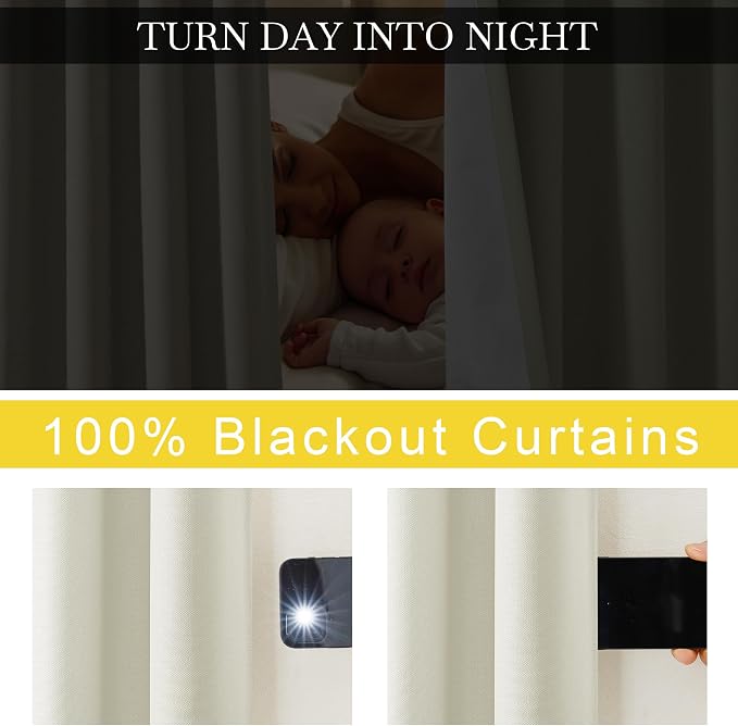 NICETOWN Faux Linen 100% Blackout 108 inch Curtains - Image 6
