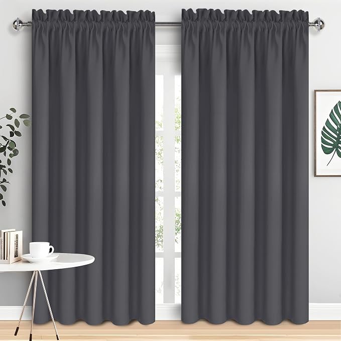 DWCN Dark Grey Blackout Curtains by DWCN