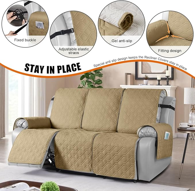 VANSOFY Waterproof Recliner Couch Covers, Sofa Covers 1-Piece Washable - Image 3