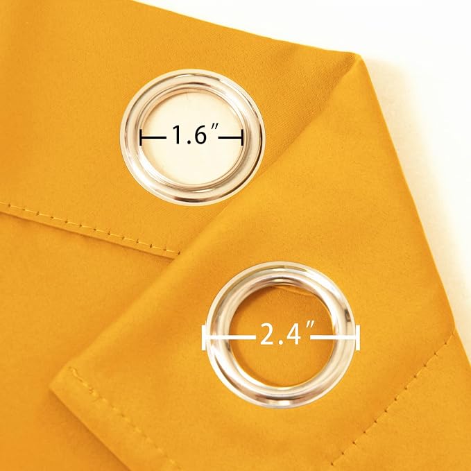 LEMOMO Blackout Curtains 66 x 54 Inch Long Yellow Curtains Set of 2 Panels Room - Image 5